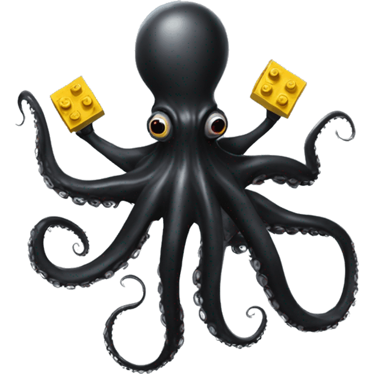 black Alien Octopus with lego man emoji