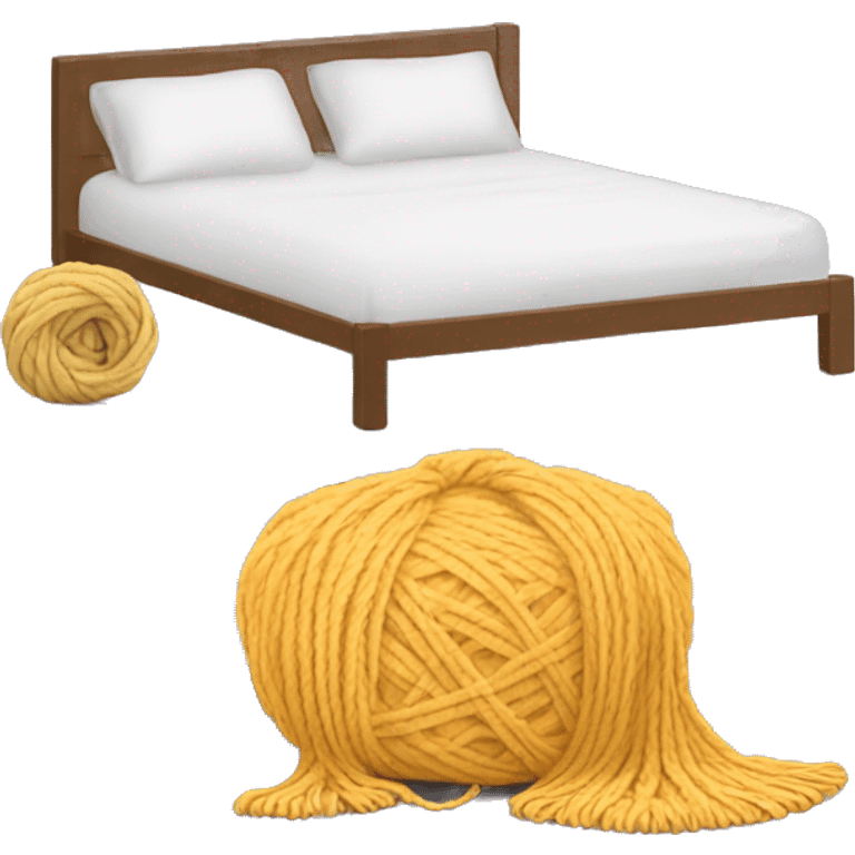 Bed + laptop and yarn skein emoji