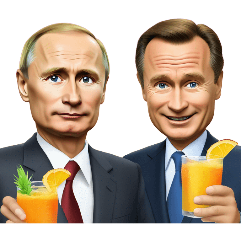 Vladimir Putin and Gerhard Schröder with tropical drinks emoji