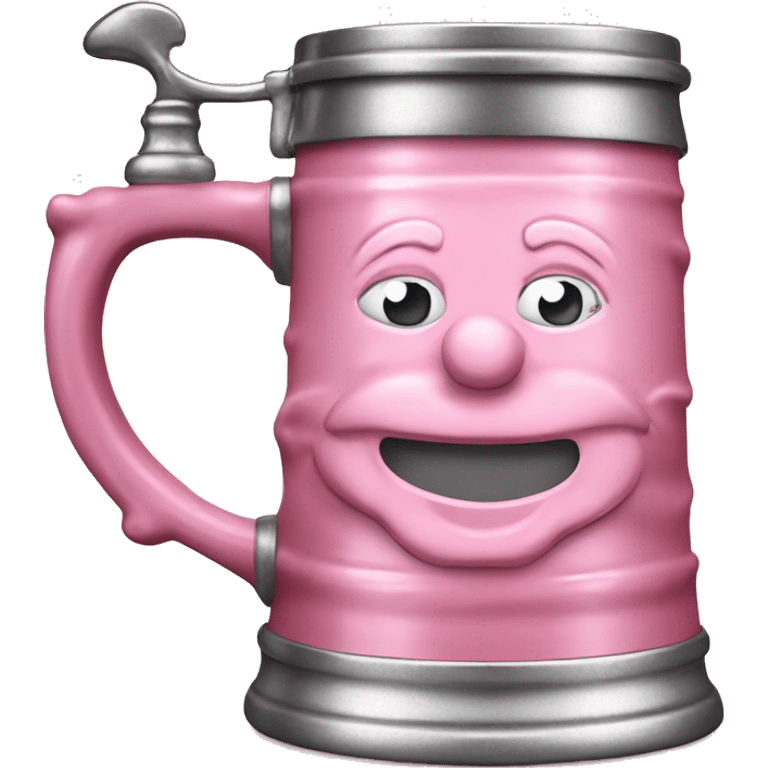 Realistic isolated pink ceramic and metallic silver oktoberfest beer stein. emoji