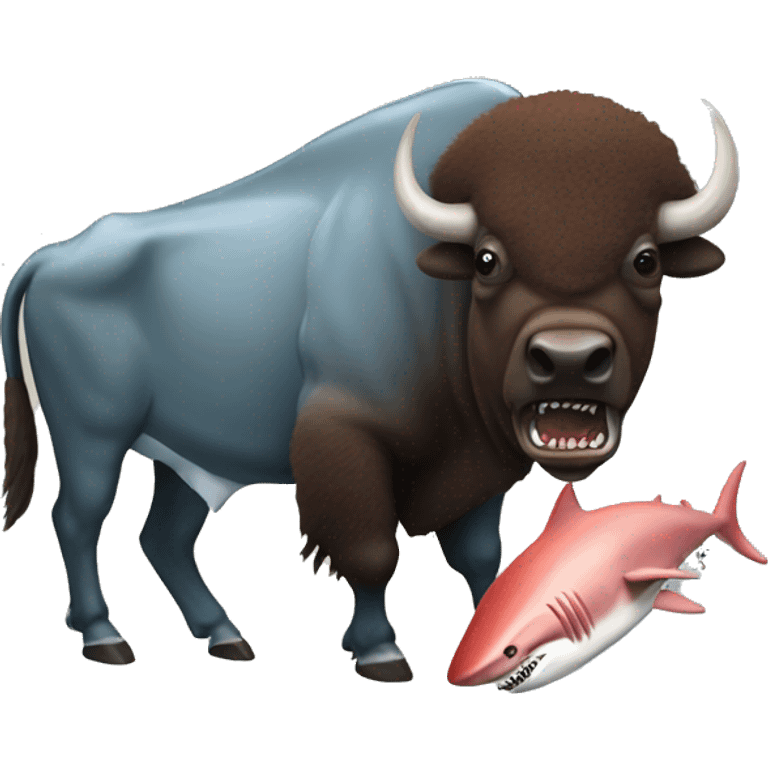 Bison eating a shark emoji