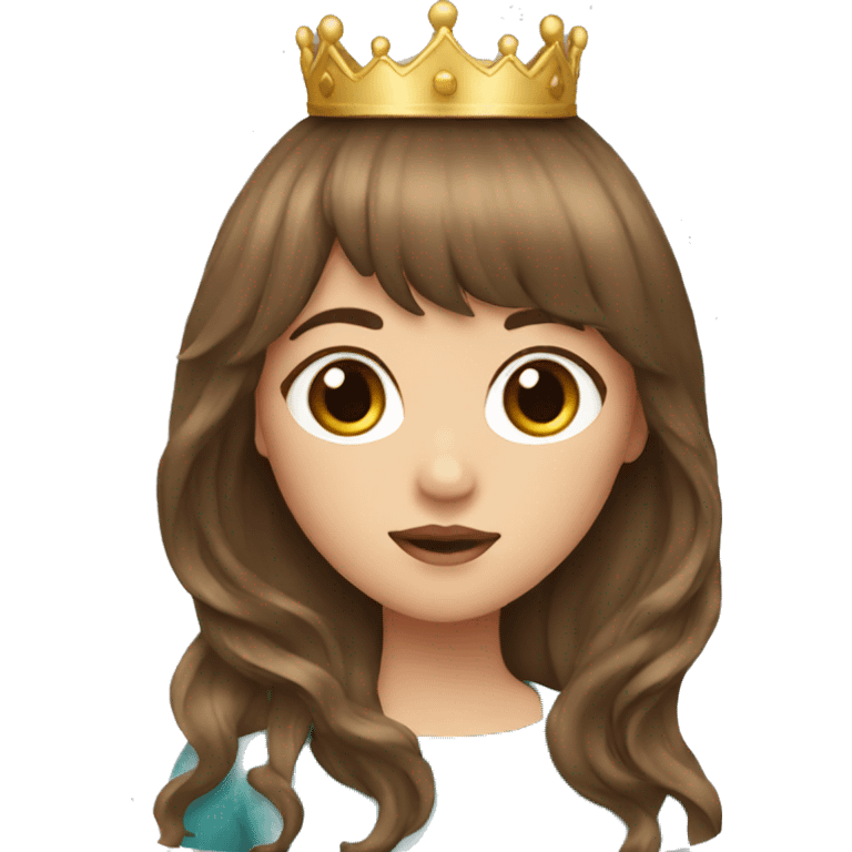  4 girls with long brown hair and bangs with a crown emoji