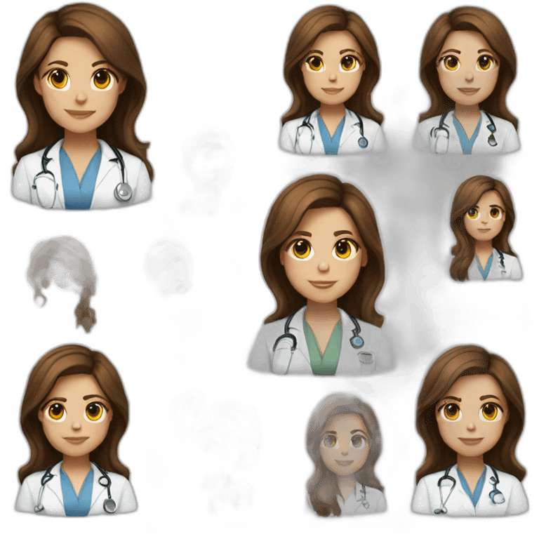 Girl white skin brown hair brown eyes doctor emoji