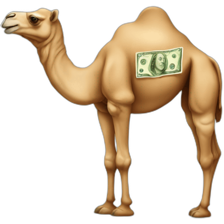 A camel counting money emoji