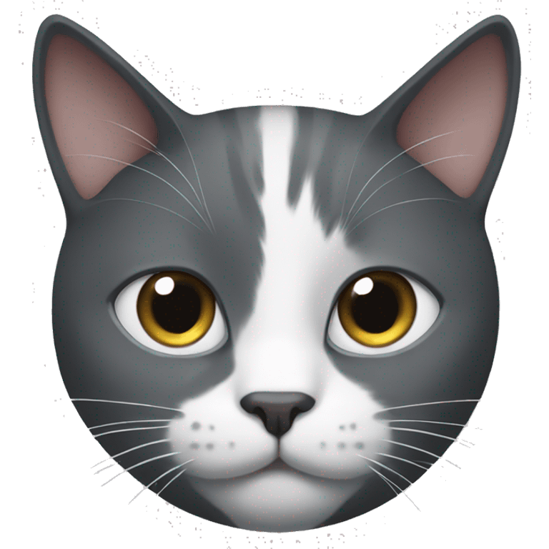 grey/white cat and black cat emoji