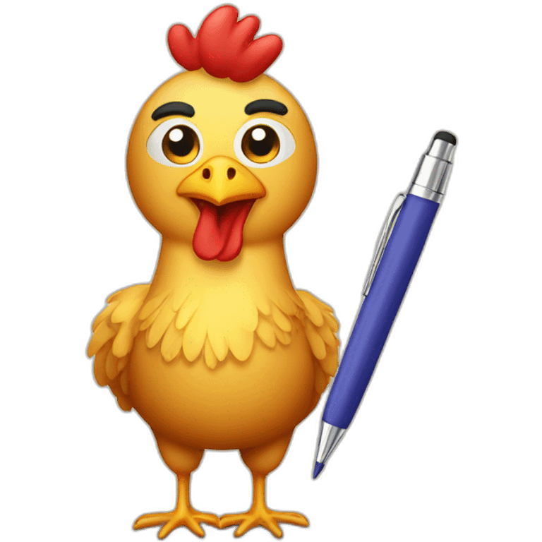 chicken write with pen emoji