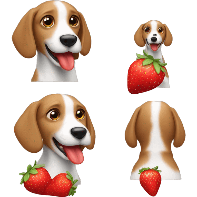 Dog eating strawberry ￼ emoji