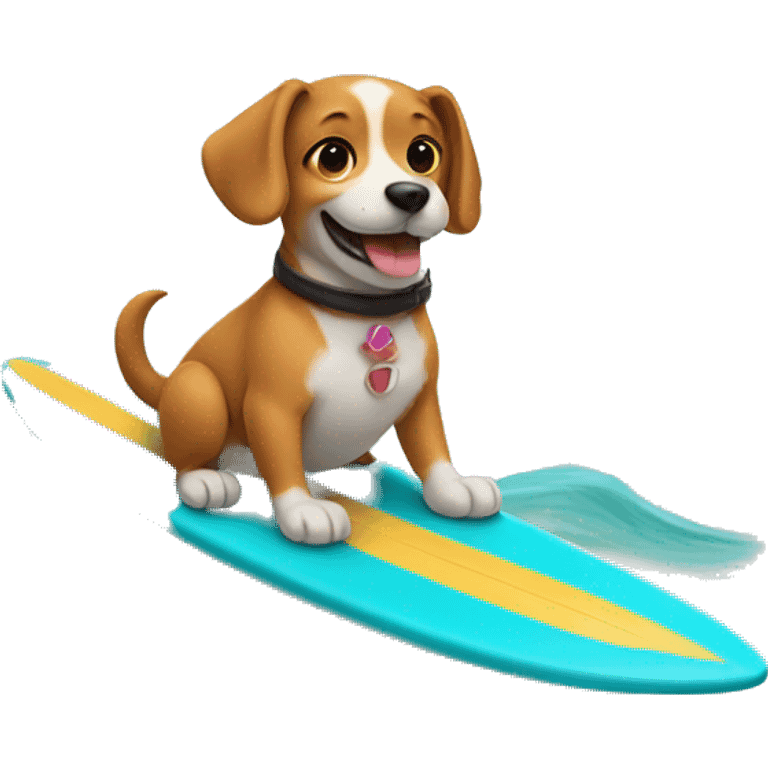 Dog riding surfboard emoji