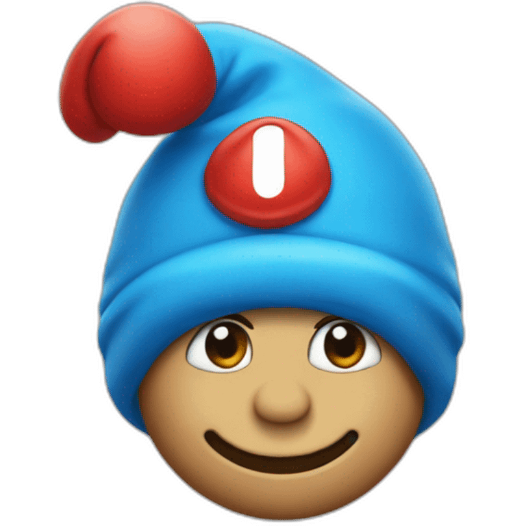 blue smurf in a red hat emoji