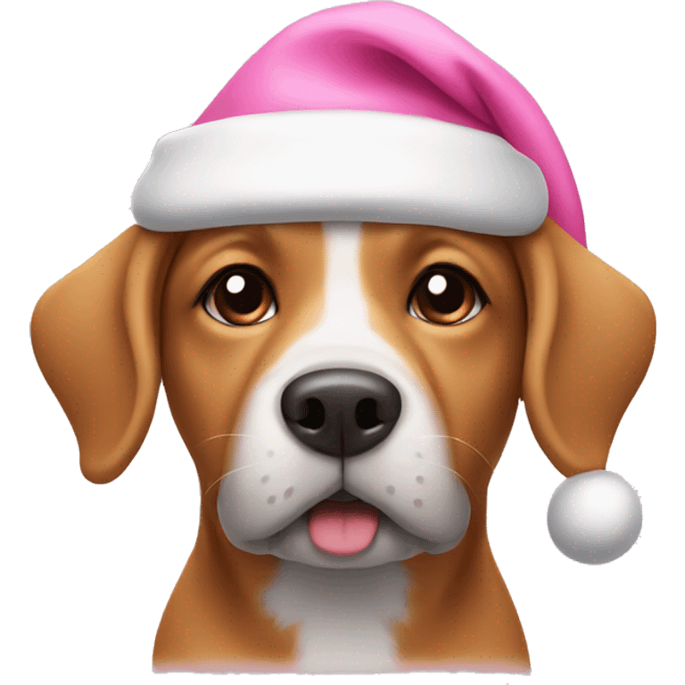 dog wearing pink santa hat emoji