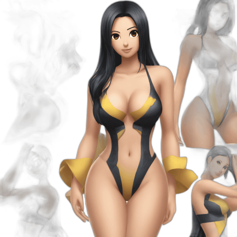 nico robin full body pawg micro swimsuit back focus emoji