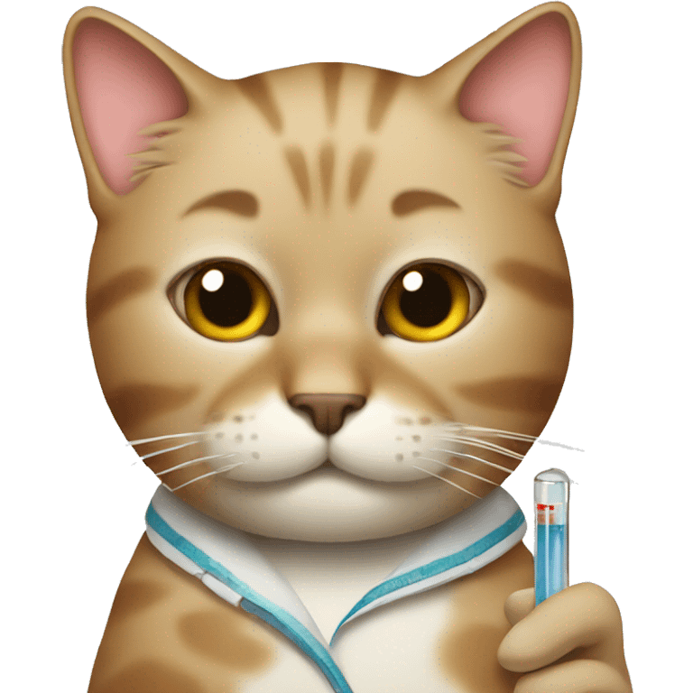 Sick cat with thermometer emoji