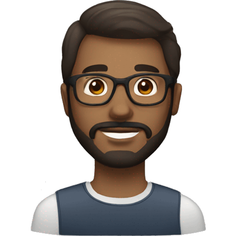 Dark skin, 30 years old Man with beard and mustache, glasses, short hair and beard and working on the computer emoji