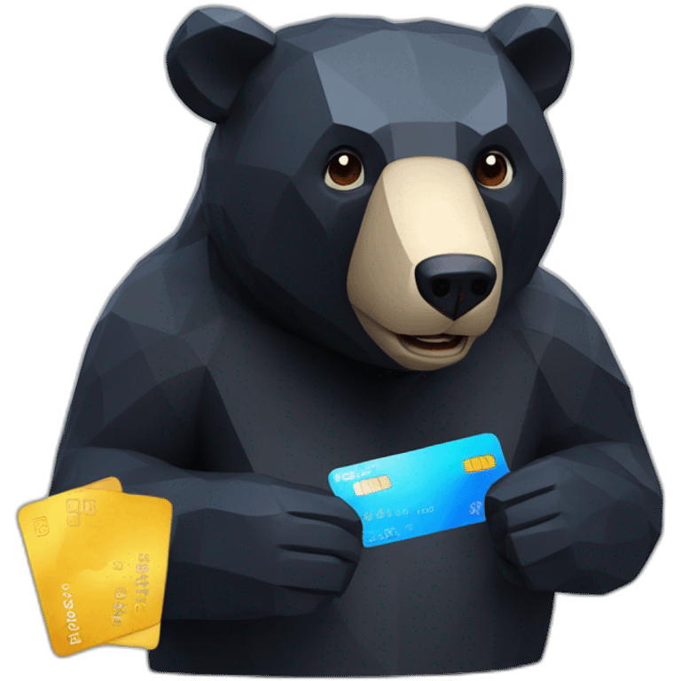 Lowpoly black bear with credit card emoji