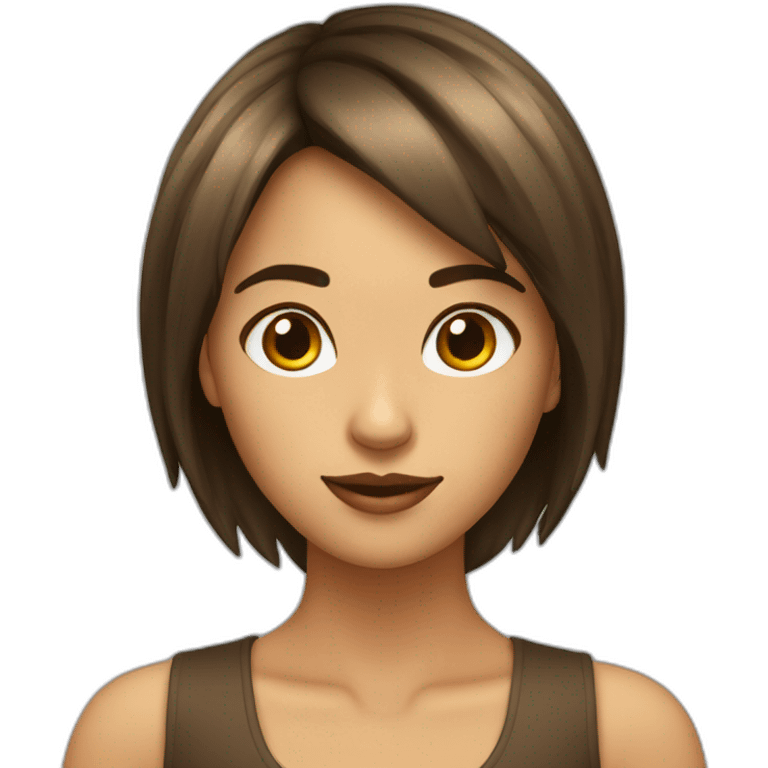 CHICA DE PELO MORENO Y FLEQUILLO Y OJOS MARRONES emoji