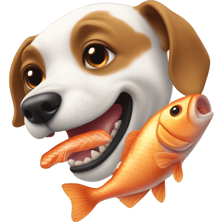 Dog eats fish emoji