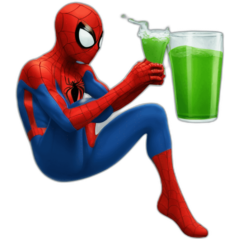 Spiderman drinking à vert emoji