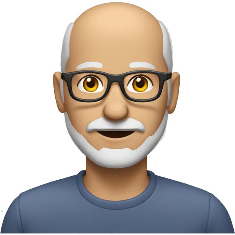 middle-aged bald man, with a greying beard and tech glasses emoji