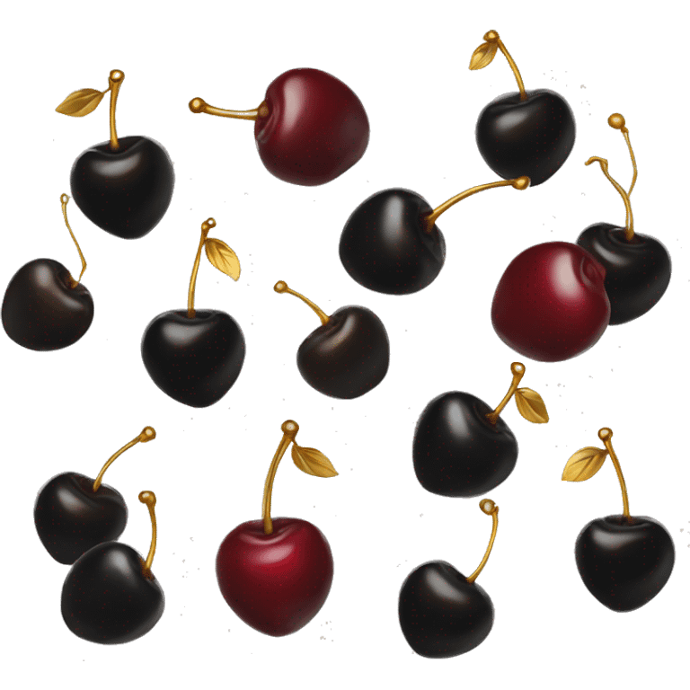 Black and gold cherries emoji