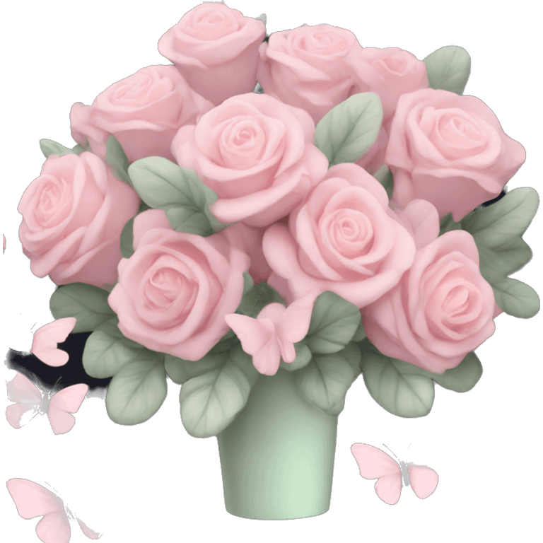 pastel pink bouquet with butterflies emoji