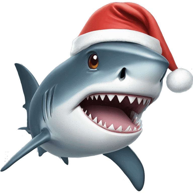 Shark with santa hat emoji