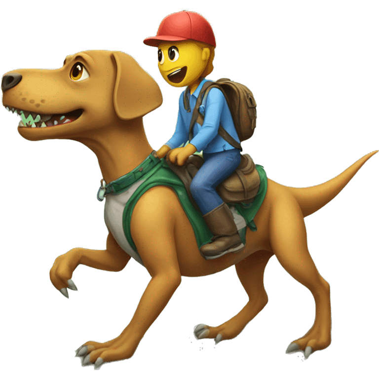 Dinosaur riding dog emoji