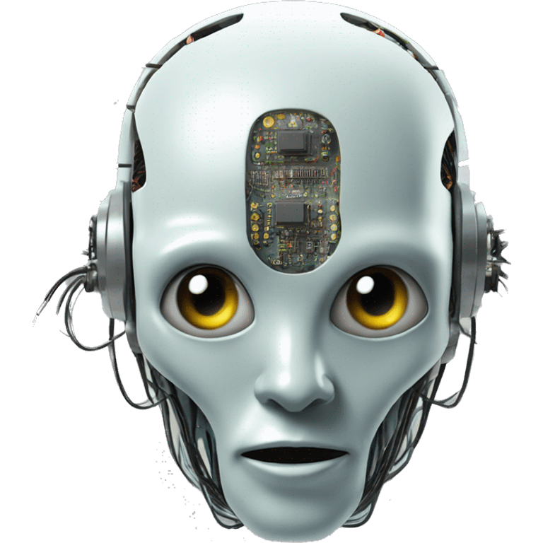 Alien robot head with wires and circuits emoji