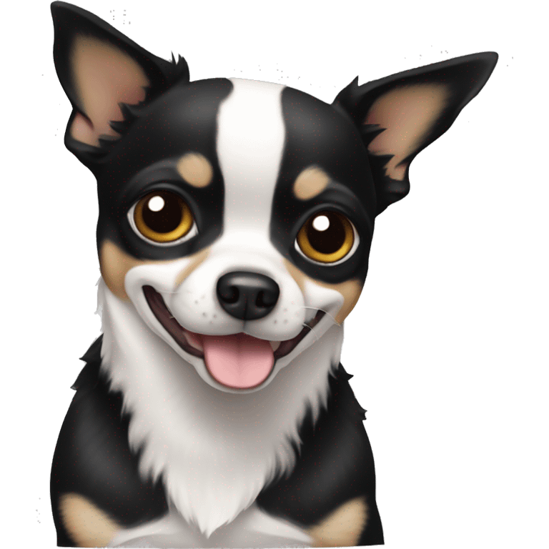 perro chihuahua negro con blanco emoji