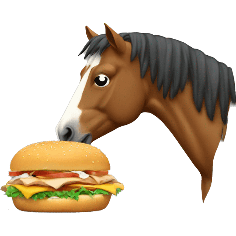 A horse eating a chicken sandwich  emoji