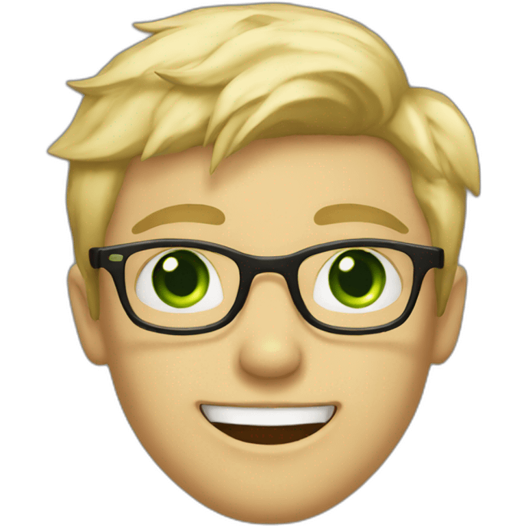 Blondie Boy with glasses and green eyes wink emoji