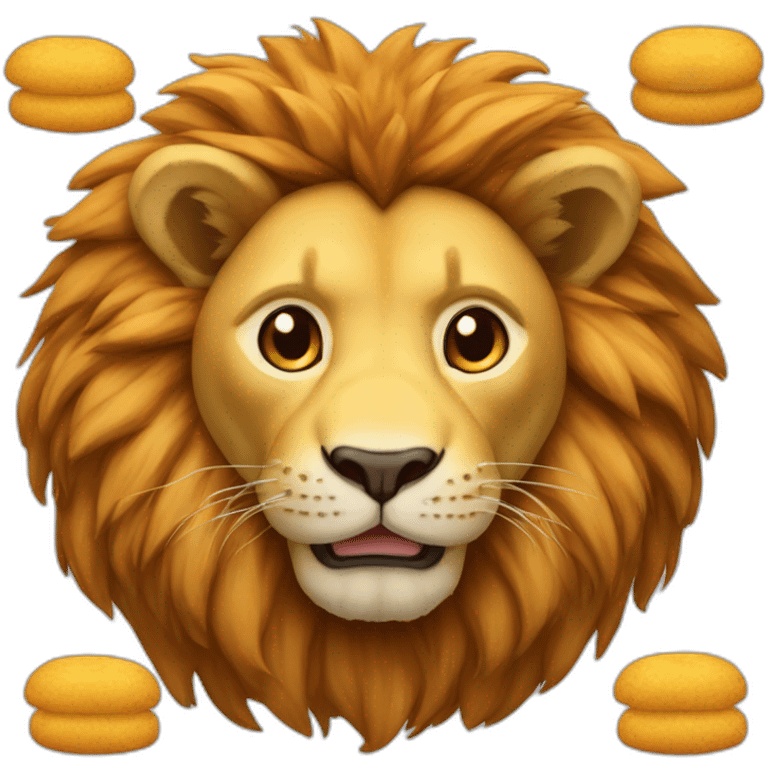 Lion en peluche qui mange des nuggets emoji