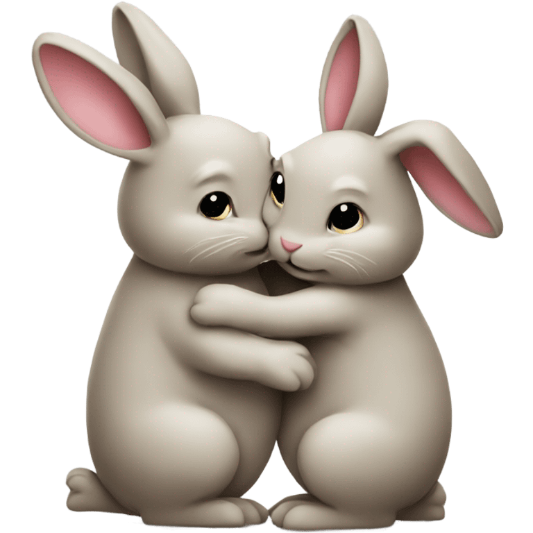 Two bunnies hugging emoji