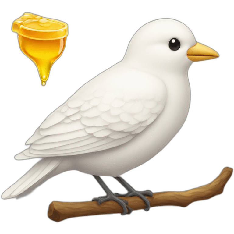 White bird with honey emoji