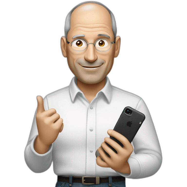 Steve job holding the first iPhone emoji