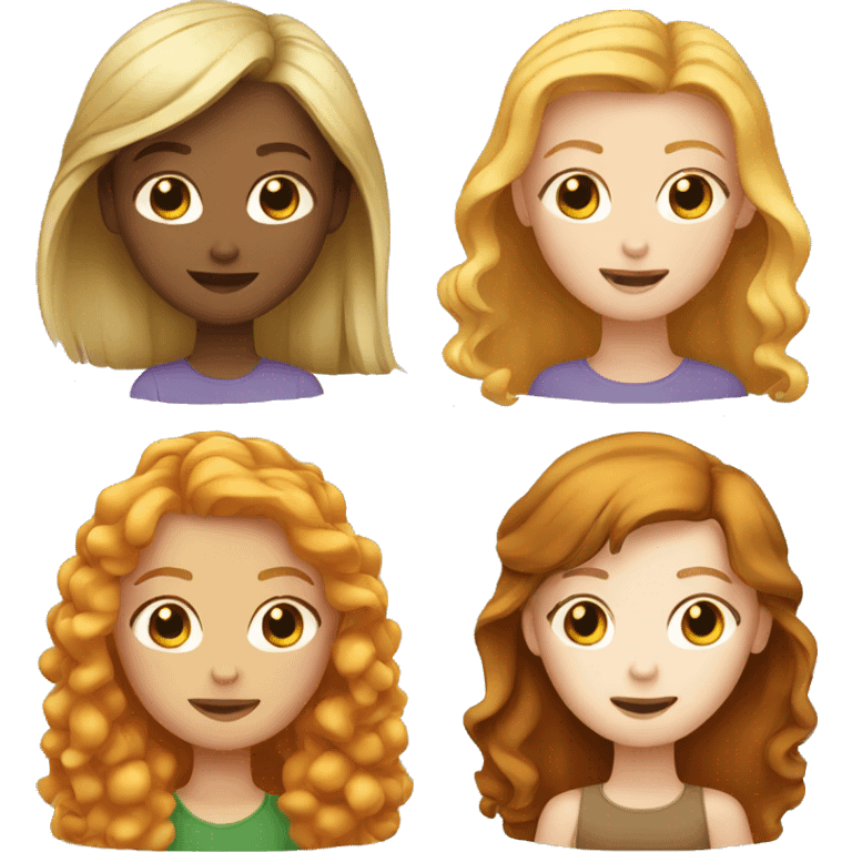 one ginger girl one blonde girl one brown girl emoji