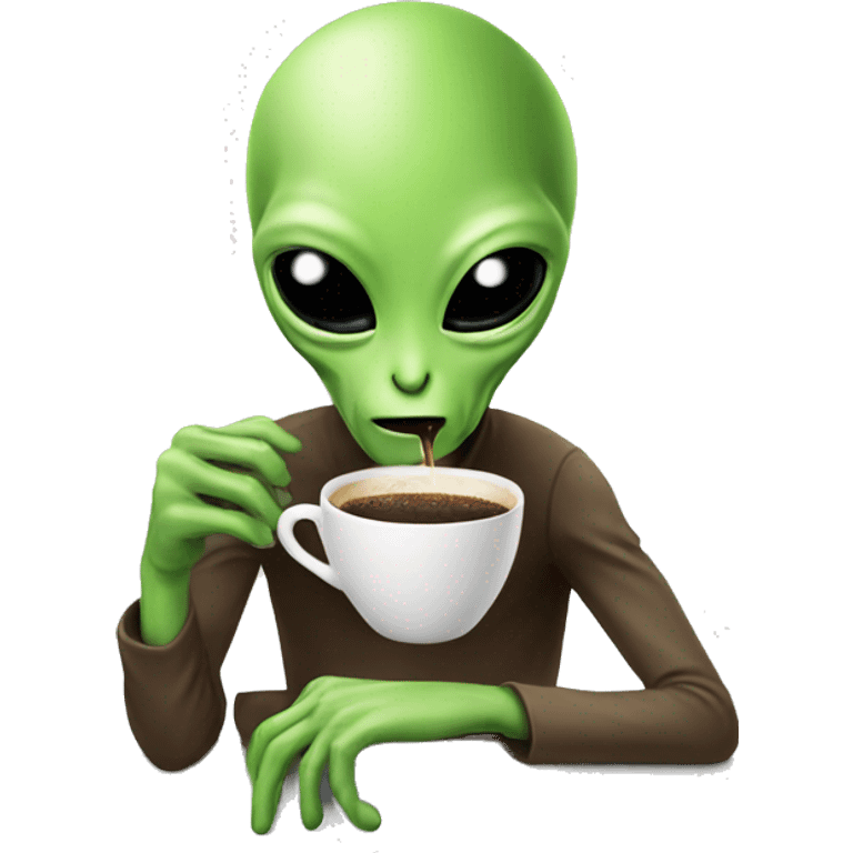 Alien drinking coffee emoji