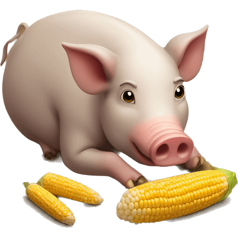 Hog eating corn on the ground emoji