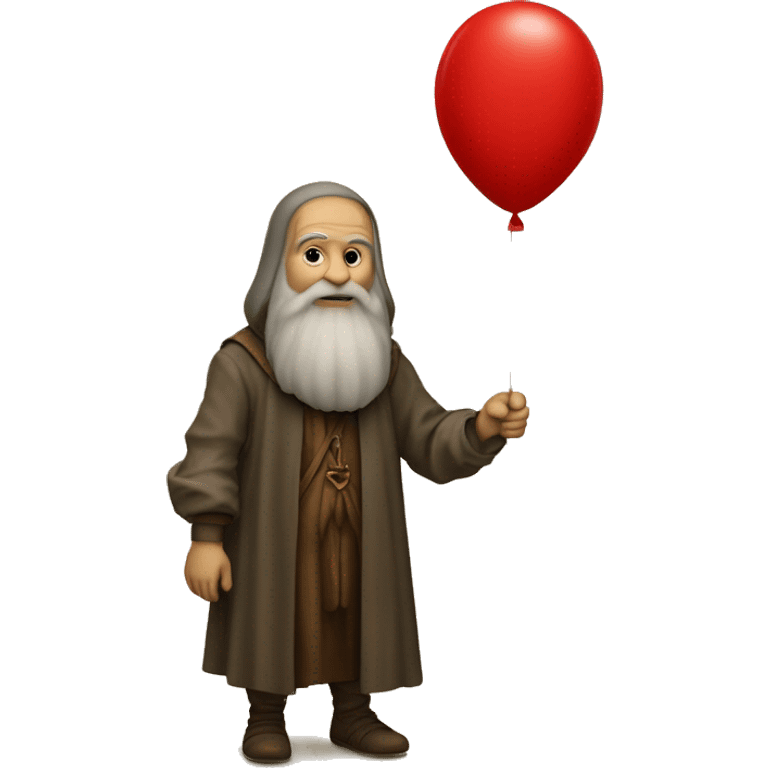 leonardo da Vinci holds a red balloon in his hand emoji