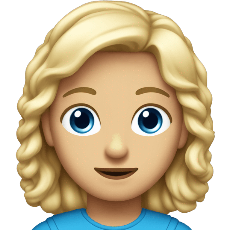 Rubia con pelo un poco ondulado y largo sin flequillo y con ojos azules  emoji