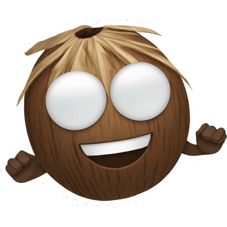 Cartoon coconut with hands emoji