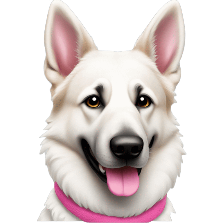 White German Shepherd with pink ྀིྀི emoji