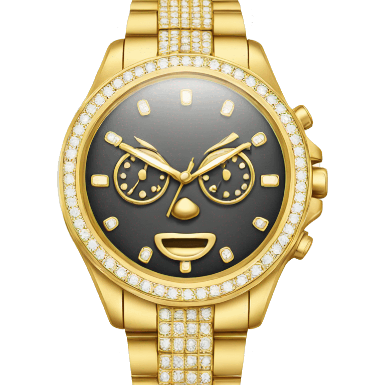 Gold watch with diamonds emoji