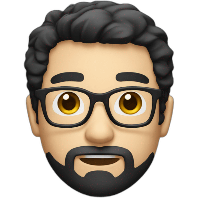 short beard man glasses nerd pixel with black hair and short head hair emoji