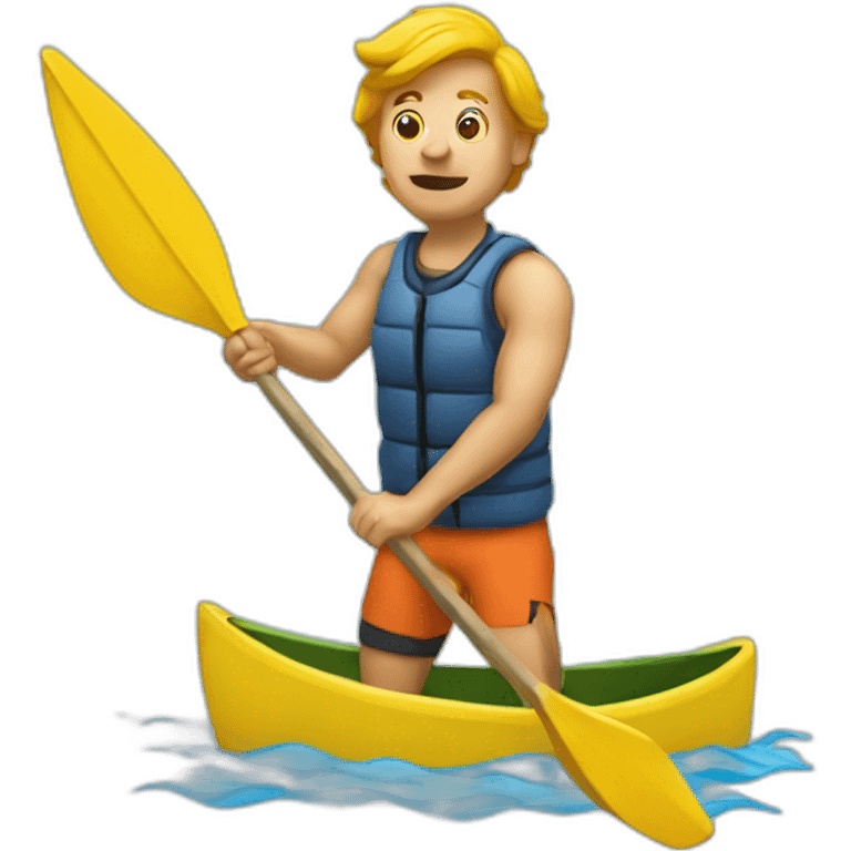 Man smacking fish with kayak paddle emoji