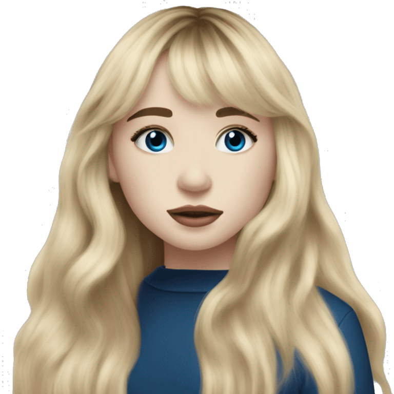 blonde girl long with bangs and blue eyes sabrina carpenter  emoji