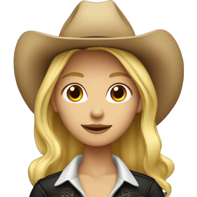 Blonde cowgirl with black hat  emoji