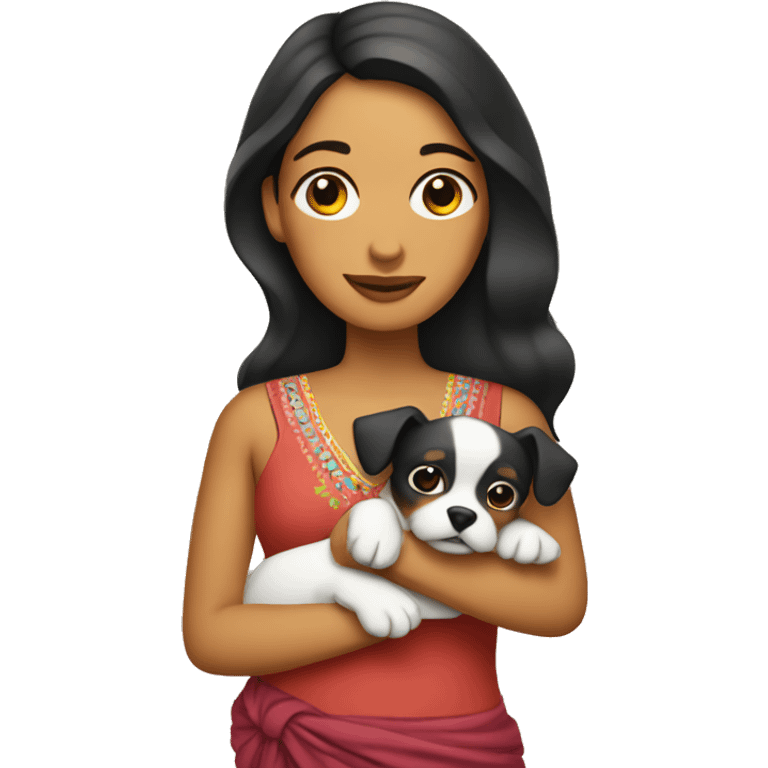 Mexican Lady holding dog like baby emoji