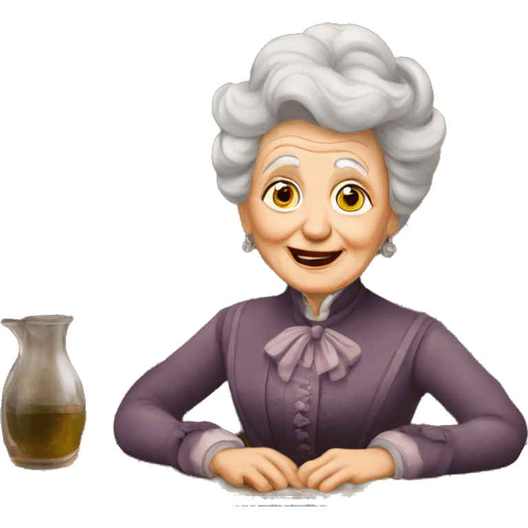 Old lady in victorian saloon emoji