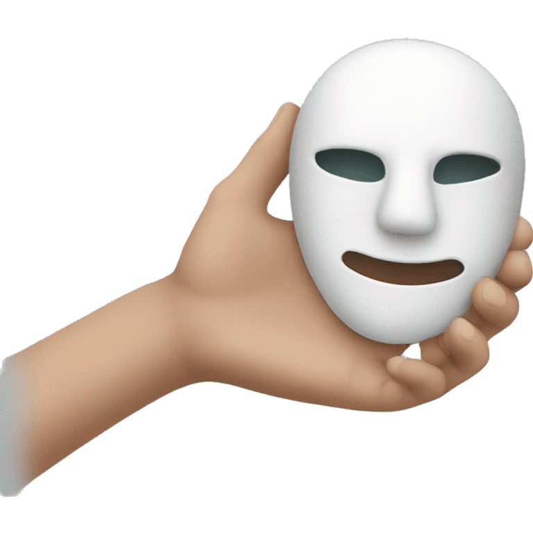 hand holding a mask emoji