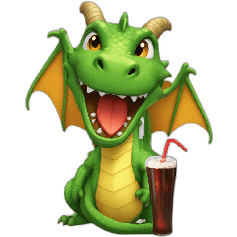 Dragon buvant un coca emoji